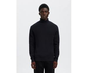 Rollkragenpullover SELECTED "SLHDANE LS KNIT STRUCTURE ROLL NECK NOOS", Herren, Gr. S, blau (sky captain), Strick, Obermaterial: 100% Baumwolle, unifarben, regular fit hüftbedeckend, hoch geschlossene