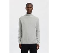 Rollkragenpullover SELECTED "SLHDANE LS KNIT STRUCTURE ROLL NECK NOOS", Herren, Gr. XXL, grau (light grau melange), Strick, Obermaterial: 100% Baumwolle, meliert, regular fit hüftbedeckend, hoch gesch
