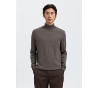 Rollkragenpullover SELECTED "SLHZREG-KRIS KNIT ROLL NECK", Herren, Gr. XL, braun (morel), Strick, Obermaterial: 100% Baumwolle, unifarben, regular fit, Rippbündchen, Pullover Rollkragenpullover (57118