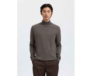 Rollkragenpullover SELECTED "SLHZREG-KRIS KNIT ROLL NECK", Herren, Gr. XL, braun (morel), Strick, Obermaterial: 100% Baumwolle, unifarben, regular fit, Rippbündchen, Pullover Rollkragenpullover (57118