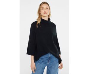 Rollkragenpullover SENSES.THE LABEL, Damen, Gr. M/L, blau, Feinstrick, Material: 67% Polyacryl, 14% Polyester, 12% Polyamid, 7% Elasthan, Strukturmuster, oversize lang, Rundhals, Raglanärmel Rippstric