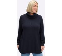 Rollkragenpullover SHEEGO "Pullover", Damen, Gr. 52/54, tiefblau, 50% Baumwolle, 50% Polyacryl, unifarben, Pullover Rollkragenpullover (59639563-52) tiefblau