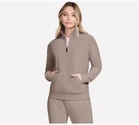 Rollkragenpullover SKECHERS "GOLUXE RIB 1/4 ZIP", Damen, Gr. S, grau, Obermaterial: 80% Polyester, 20% Elasthan, Pullover Rollkragenpullover (97094048-S) grau