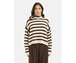 Rollkragenpullover SMITH & SOUL, Damen, Gr. XS, choco print, Strick, Material: 47% Polyamid, 29% Polyacryl, 22% Alpaka, 2% Elasthan, gestreift, kurz, Rundhals, Fledermausärmel Rippbündchen, Pullover R