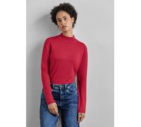 Rollkragenpullover STREET ONE, Damen, Gr. 34, rot (autumn rot), Stoff, 75% Viskose, 25% Polyamid, unifarben, normal normal, hoch geschlossener Ausschnitt, Bündchen, Pullover, mit Materialmix (32790457
