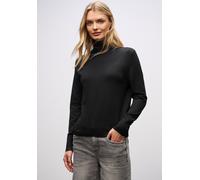 Rollkragenpullover STREET ONE, Damen, Gr. 34, schwarz, Stoff, 71% Viskose, 29% Nylon, unifarben, comfort fit normal, hoch geschlossener Ausschnitt, Bündchen, Pullover, mit Strick-Struktur (37507668-34