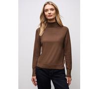 Rollkragenpullover STREET ONE, Damen, Gr. 36, hazelnut braun, Stoff, 71% Viskose, 29% Nylon, unifarben, comfort fit normal, hoch geschlossener Ausschnitt, Bündchen, Pullover, mit Strick-Struktur (9310