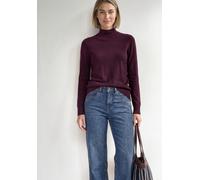 Rollkragenpullover STREET ONE, Damen, Gr. 38, lila (berry maroon), Stoff, 71% Viskose, 29% Polyamid, unifarben, comfort fit normal, hoch geschlossener Ausschnitt, Rippbündchen, Pullover Rollkragenpull