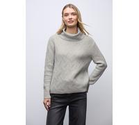 Rollkragenpullover STREET ONE, Damen, Gr. 40, pelican grau meliert, Web, 37% Baumwolle, 34% Polyacryl, 26% Polyester, 3% Elasthan, unifarben, comfort fit normal, hoch geschlossener Ausschnitt, elastis