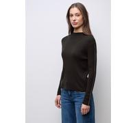 Rollkragenpullover STREET ONE, Damen, Gr. 42, schwarz (schwarzest braun), Stoff, 30% Polyester, 29% Polyacryl, 21% Viskose, 20% Nylon, unifarben, normal normal, hoch geschlossener Ausschnitt, Rippbünd