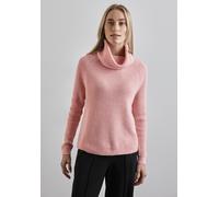 Rollkragenpullover STREET ONE, Damen, Gr. 46, rosa (petal rose meliert), Web, 60% Baumwolle, 40% Polyacryl, unifarben, normal normal, hoch geschlossener Ausschnitt, Bündchen, Pullover, im soften Baumw