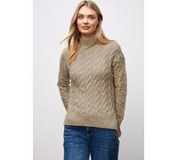 Strickpullover STREET ONE, Damen, Gr. 46, sanded beige, Stoff, 51% Viskose, 30% Polyester, 19% Nylon, unifarben, normal normal, hoch geschlossener Ausschnitt, Rippbündchen, Pullover, mit Turtleneck (3