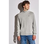 Rollkragenpullover STREET ONE MEN, Herren, Gr. L (42), grau (frost grau melange), Web, 100% Baumwolle, unifarben, normal normal, hoch geschlossener Ausschnitt, Rippbündchen, Pullover Rollkragenpullove