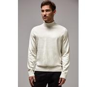 Rollkragenpullover STREET ONE MEN, Herren, Gr. XXL46, weiß (hellweiß), Web, 100% Baumwolle, unifarben, gerade normal, hoch geschlossener Ausschnitt, Bündchen, Pullover Rollkragenpullover, aus reiner B