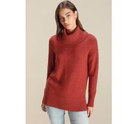 Rollkragenpullover TAMARIS "aus weicher Viskosemischung", Damen, Gr. 36/38, orange (rost melange), Strick, Obermaterial: 50% Viskose, 28% Polyester, 22% Polyamid, meliert, unifarben, lässig geschnitte