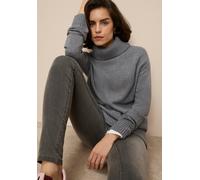 Rollkragenpullover TAMARIS, Damen, Gr. 32/34, grau (grau, melange), Strick, Obermaterial: 50% Viskose, 28% Polyester, 22% Polyamid, lässig geschnitten hüftbedeckend, Strickbündchen, Pullover Rollkrage