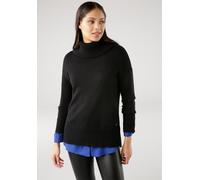 Rollkragenpullover TAMARIS, Damen, Gr. 32/34, schwarz (schwarz, melange), Strick, Obermaterial: 50% Viskose, 26% Polyamid, 24% Polyester, lässig geschnitten hüftbedeckend, Strickbündchen, Pullover Rol