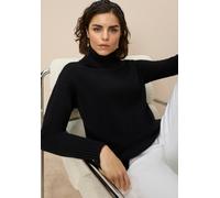 Rollkragenpullover TAMARIS, Damen, Gr. 32/34, schwarz (schwarz, melange), Strick, Obermaterial: 50% Viskose, 26% Polyamid, 24% Polyester, lässig geschnitten hüftbedeckend, Strickbündchen, Pullover Rol