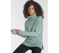 Rollkragenpullover TAMARIS, Damen, Gr. 36/38, grün (mint, melange), Strick, Obermaterial: 50% Viskose, 26% Polyamid, 24% Polyester, lässig geschnitten hüftbedeckend, Strickbündchen, Pullover Rollkrage