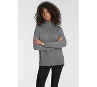 Rollkragenpullover TAMARIS, Damen, Gr. 40/42, grau (grau, melange), Strick, Obermaterial: 50% Viskose, 26% Polyamid, 24% Polyester, lässig geschnitten hüftbedeckend, Strickbündchen, Pullover Rollkrage