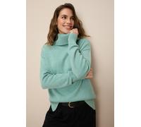 Rollkragenpullover TAMARIS, Damen, Gr. 44/46, grün (mint, melange), Strick, Obermaterial: 50% Viskose, 28% Polyester, 22% Polyamid, lässig geschnitten hüftbedeckend, Strickbündchen, Pullover Rollkrage