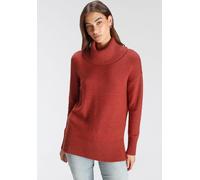 Rollkragenpullover TAMARIS, Damen, Gr. 44/46, orange (rost melange), Strick, Obermaterial: 50% Viskose, 26% Polyamid, 24% Polyester, lässig geschnitten hüftbedeckend, Strickbündchen, Pullover Rollkrag