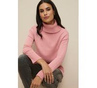 Rollkragenpullover TAMARIS, Damen, Gr. 44/46, rosa (rosa, melange), Strick, Obermaterial: 50% Viskose, 26% Polyamid, 24% Polyester, lässig geschnitten hüftbedeckend, Strickbündchen, Pullover Rollkrage