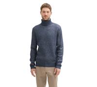 TOM TAILOR Herren Basic Rollkragenpullover in melierter Optik,34175 - Sky Captain Blue White core, L