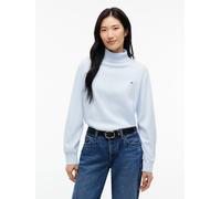 Rollkragenpullover TOMMY JEANS "TJW ESSENTIAL TRTLNK SWEATER", Damen, Gr. L (42/44), blau (sheer blau), Strick, Obermaterial: 100% Baumwolle, unifarben, normal, Rundhals, Bündchen, Pullover Rollkragen