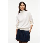 Rollkragenpullover TOMMY JEANS "TJW ESSENTIAL TRTLNK SWEATER", Damen, Gr. M (40), weiß (sanftes weiß), Strick, Obermaterial: 100% Baumwolle, unifarben, normal, Rundhals, Bündchen, Pullover Rollkragenp