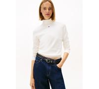 Rollkragenpullover TOMMY JEANS "TJW ESSENTIAL TRTLNK SWEATER", Damen, Gr. XS (34), ancient weiß, Strick, Obermaterial: 100% Baumwolle, unifarben, normal, hoch geschlossener Ausschnitt, Rippstrickbündc