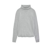 Rollkragenpullover VERO MODA "VMHAPPINESS LS ROLLNK PULLOVE GA BOO REP", Damen, Gr. L, light grau melange, Feinstrick, Obermaterial: 50% Viskose, 28% Polyester, 22% Nylon, unifarben, slim fit taillenb