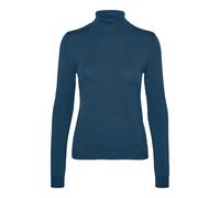 Rollkragenpullover VERO MODA "VMHAPPINESS LS ROLLNK PULLOVE GA BOO REP", Damen, Gr. L, schwarz denim, Feinstrick, Obermaterial: 50% Viskose, 28% Polyester, 22% Nylon, unifarben, slim fit taillenbedeck