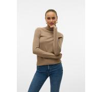 Rollkragenpullover VERO MODA "VMHAPPINESS LS ROLLNK PULLOVE GA BOO REP", Damen, Gr. L, silber (silber mink), Feinstrick, Obermaterial: 50% Viskose, 27% Nylon, 23% Polyester, unifarben, slim fit taille