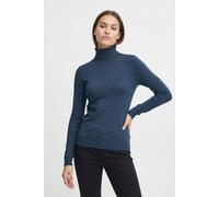Rollkragenpullover VERO MODA "VMHAPPINESS LS ROLLNK PULLOVE GA BOO REP", Damen, Gr. S, blau (schwarz denim), Feinstrick, Obermaterial: 50% Viskose, 28% Polyester, 22% Nylon, unifarben, slim fit taille