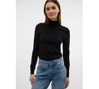 Rollkragenpullover VERO MODA "VMHAPPINESS LS ROLLNK PULLOVE GA BOO REP", Damen, Gr. S, schwarz, Feinstrick, Obermaterial: 50% Viskose, 27% Nylon, 23% Polyester, unifarben, slim fit taillenbedeckt, hoc