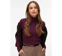 Rollkragenpullover VERO MODA "VMHAPPINESS LS ROLLNK PULLOVE GA BOO REP", Damen, Gr. S, winetasting, Feinstrick, Obermaterial: 50% Viskose, 28% Polyester, 22% Nylon, unifarben, slim fit taillenbedeckt,