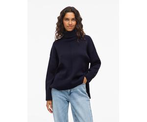 Rollkragenpullover VILA "VIOSTRIA ROLLNECK L/S KNIT TOP-NOOS", Damen, Gr. XS, blau (navy blazer), Strick, Obermaterial: 70% Viskose, 30% Polyester, unifarben, regular fit hüftlang, Rundhals, Rippstric