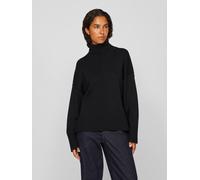 Rollkragenpullover VILA "VIOSTRIA ROLLNECK L/S KNIT TOP-NOOS", Damen, Gr. XS, schwarz (schwarz beauty), Strick, Obermaterial: 70% Viskose, 30% Polyester, unifarben, regular fit hüftlang, Rundhals, Rip