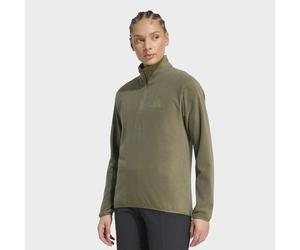 Rollkragenshirt ADIDAS TERREX "MULTI ESSENTIALS HALF ZIP FLEECE T", Damen, Gr. S, grün (olive strata), Obermaterial: 100% Polyester, Shirts, sportlicher Stil, für Sportmode und Streetwear, mit Reißver