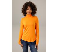 Rollkragenshirt ANISTON CASUAL, Damen, Gr. 42, orange, Single Jersey, Obermaterial: 95% Viskose, 5% Elasthan, unifarben, sehr figurbetont hüftlang, Shirts, in schwarz-bunt-bedruckt oder 4 trendigen Un