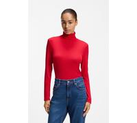 Rollkragenshirt BOSS ORANGE "Eliana Premium Damenmode", Damen, Gr. XL, bright rot 627, Jersey, Obermaterial: 94% Lyocell, 6% Elasthan, unifarben, slim fit normal, hoch geschlossener Ausschnitt, Shirts