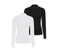 Rollkragenshirt BRUNO BANANI, Damen, Gr. 48/50, schwarz-weiß (schwarz, weiß), Rippware, Obermaterial: 100% Baumwolle, unifarben, Basic, Basic hüftbedeckend, Shirts, perfektes Basic mit Rollkragen (230