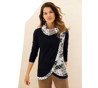 Rollkragenshirt CLASSIC BASICS "Rollkragen-Shirt", Damen, Gr. 44, schwarz (schwarz, ecru, bedruckt), 100% Baumwolle, gemustert, mehrfarbig, Shirts (71262721-44) schwarz, ecru, bedruckt