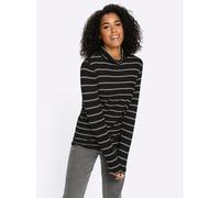 Rollkragenshirt CLASSIC BASICS "Stehkragen-Shirt", Damen, Gr. 48, schwarz (schwarz, sesam, geringelt), 95% Viskose, 5% Elasthan, gemustert, gestreift, Shirts (56742834-48) schwarz, sesam, geringelt