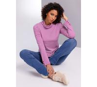 Rollkragenshirt CREATION L PREMIUM "Lyocell-Shirt", Damen, Gr. 44, lila (magenta, ecru, geringelt), 96% Lyocell, 4% Elasthan, gemustert, gestreift, mehrfarbig, Shirts (63827552-44) magenta, ecru, geri