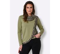 Rollkragenshirt CREATION L PREMIUM "Lyocell-Shirt", Damen, Gr. 46, schilf, schwarz, gemustert, 95% Lyocell, 5% Elasthan, bedruckt, gemustert, Shirts (91951140-46) schilf, schwarz, gemustert