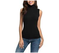 Rollkragenshirt Damen Sexy Ärmerlos Rolli Top Rollkragen Weste Sommer Tshirt Einfarbig Basic Tanktop Y2K Oberteile Turtleneck Pullover Slim Fit Shirt Enge Tanktops Leichte Tee Tops Streetwear