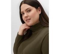 Langarmshirt SHEEGO "Rollkragen-Shirt", Damen, Gr. 40/42, grün (dunkelkhaki), 100% Baumwolle, unifarben, Shirts Langarmshirt (39088234-40) dunkelkhaki