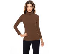 Rollkragenshirt HEINE "Rollkragen-Shirt", Damen, Gr. 42, braun, 95% Baumwolle, 5% Elasthan, unifarben, Shirts (52555854-42) braun